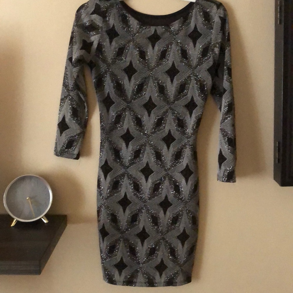 Black and gray sequin dress